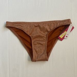 WOMEN'S ORANGE SHIMMER CHEEKY SWIM BOTTOM - SIZE XS
